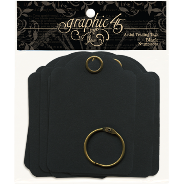 Graphic 45 Artist Trading Tags - Black