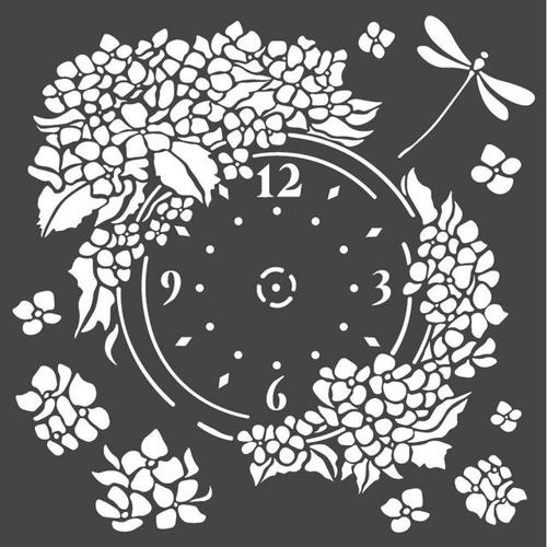 Stamperia Stencil 18 x 18cm - Clock Face Floral