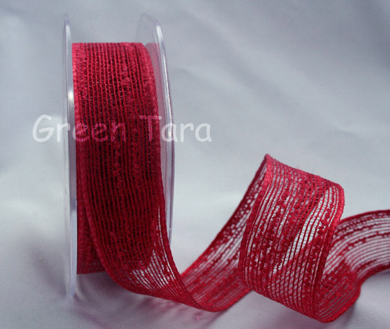 Ribbon Red Burlap per metre