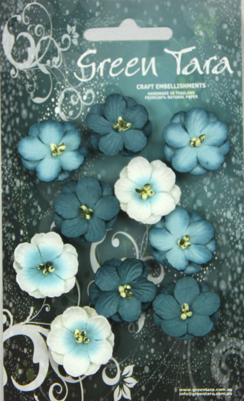 Green Tara Cherry Blossoms Teal 10 pieces