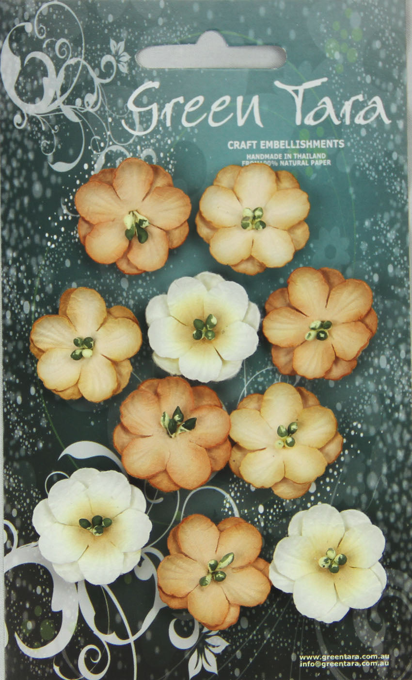 Green Tara Cherry Blossoms Ochre 10 pieces