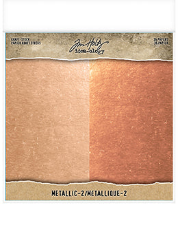 Tim Holtz Kraft Stock Melalic 2 8 x 8 paper pad 36 sheets