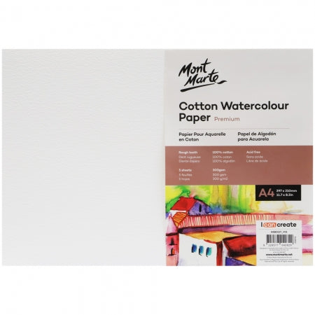 MM Cotton Watercolour Paper 300gsm A4 5 sheets