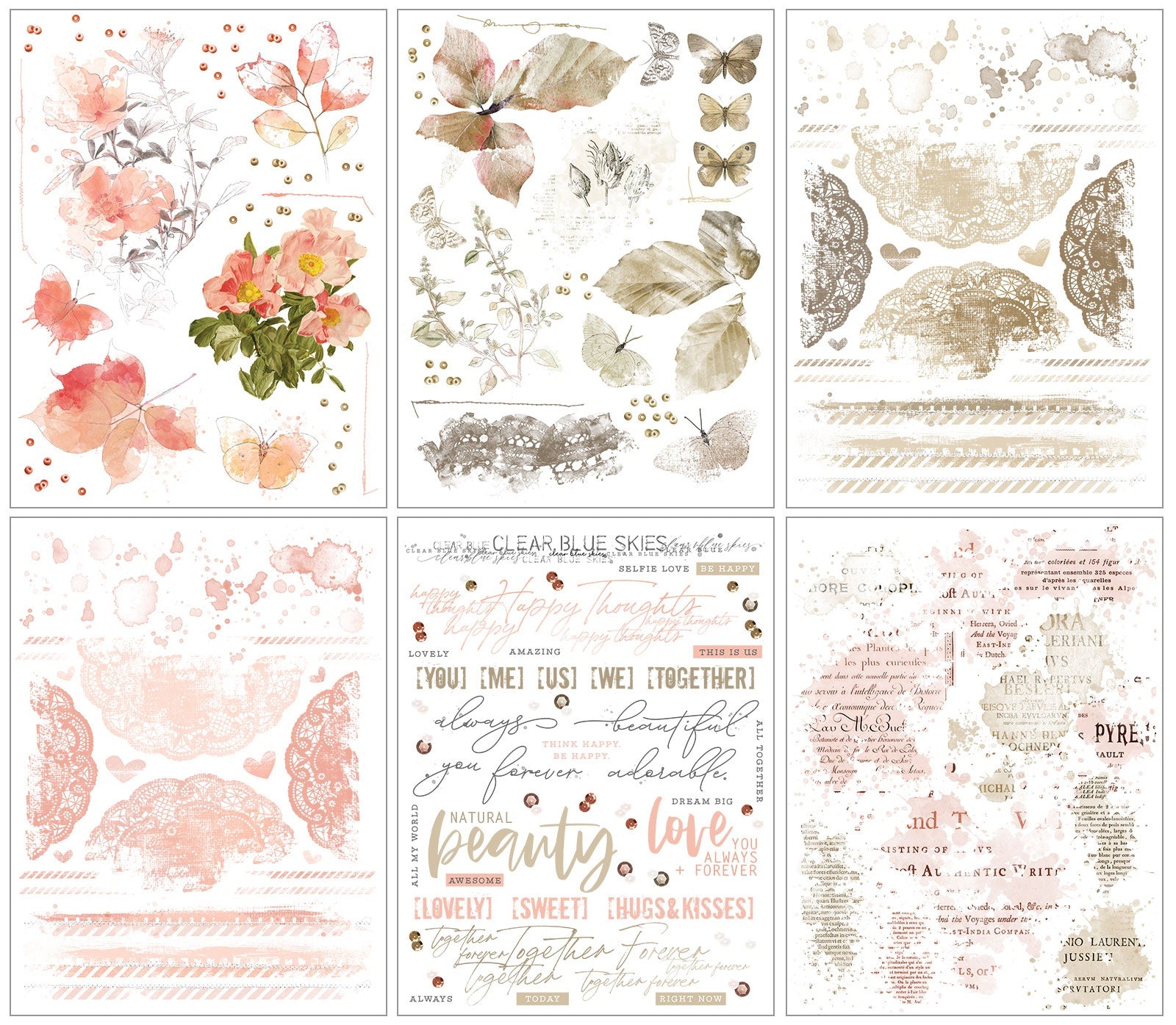 49 Market Vintage Artistry Coral and Natural Rub-On Transfer