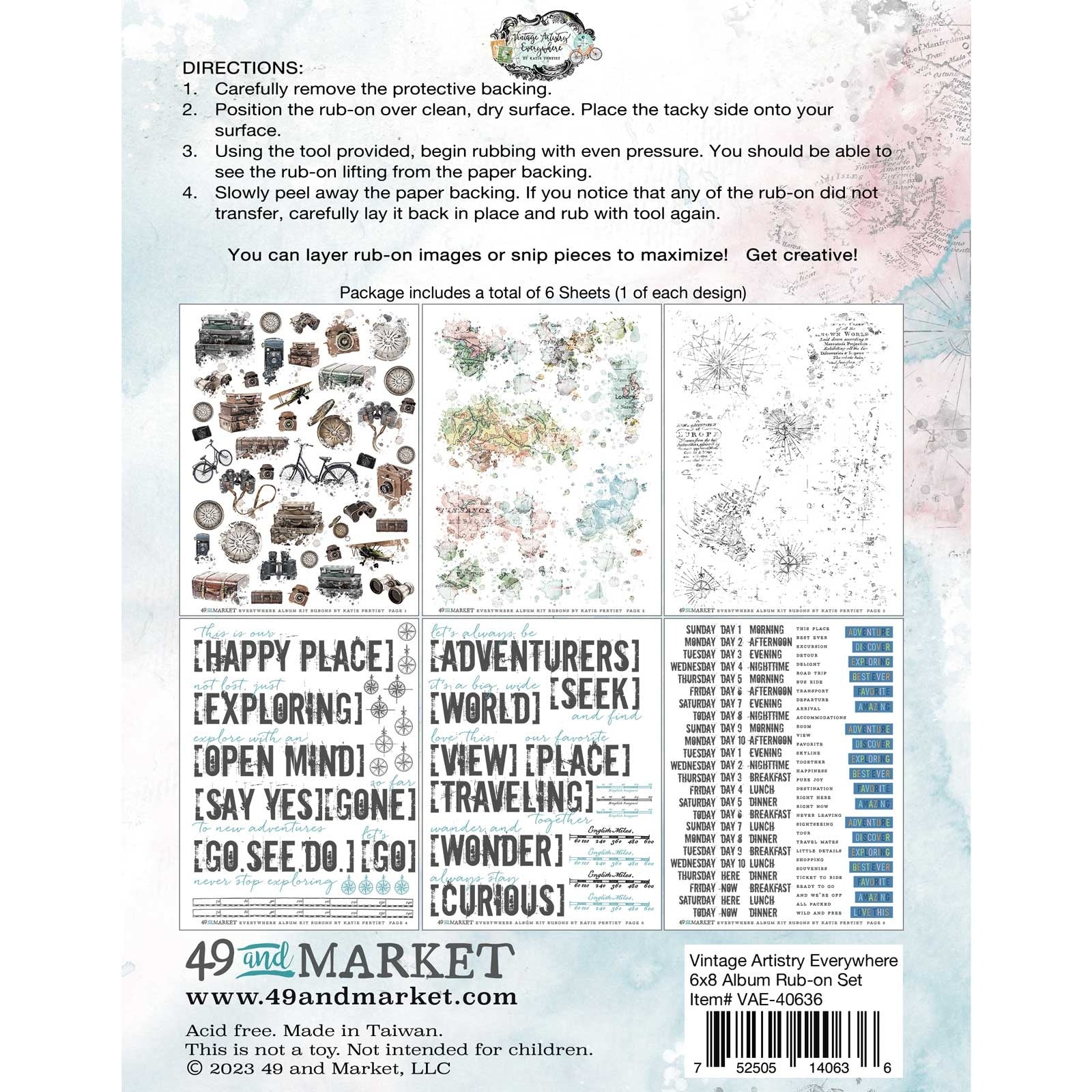 49 and Market Album Rub-on Transfer Set- Everywhere