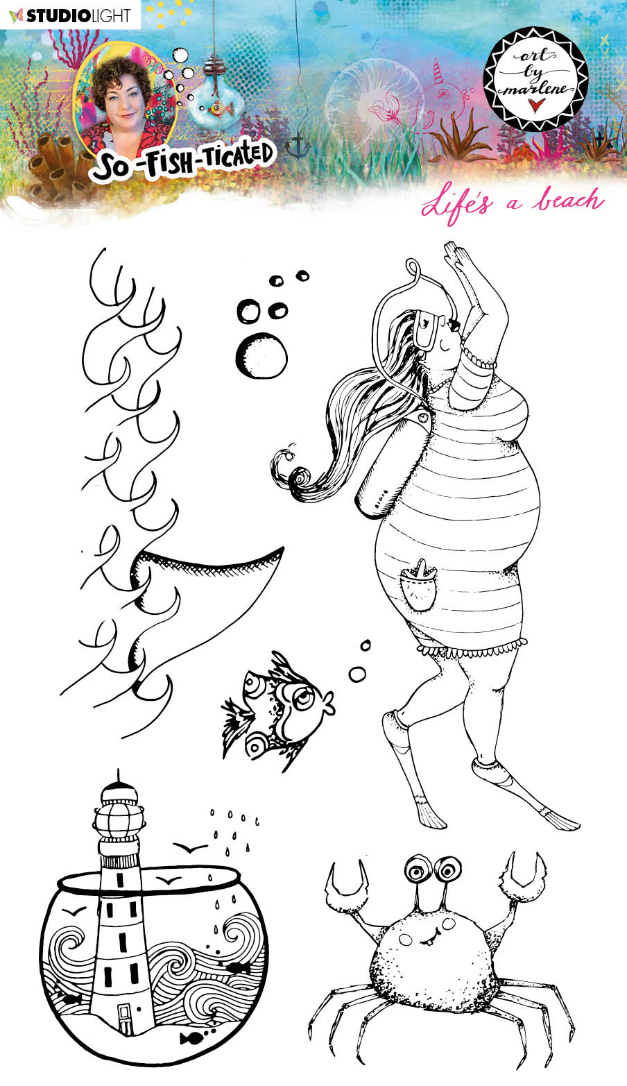 Art By Marlene So-Fish-Ticated Clear Stamp Lifes A Beach