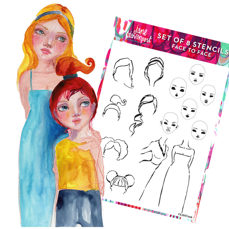 Jane Davenport - Set of 8 Stencils - Face to Face