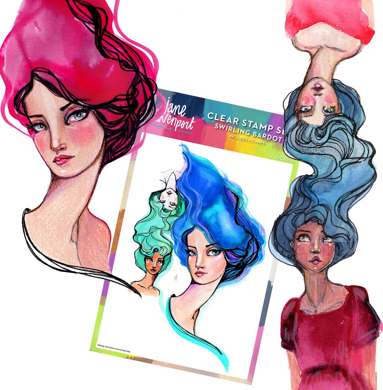 Jane Davenport - Clear Stamp Set - Swirling Bardot