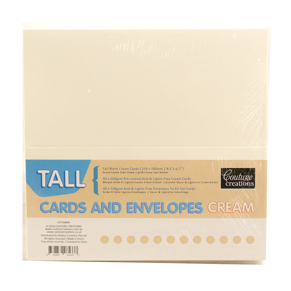 Couture Creations Tall cards and Envelopes 50 card pk Cream