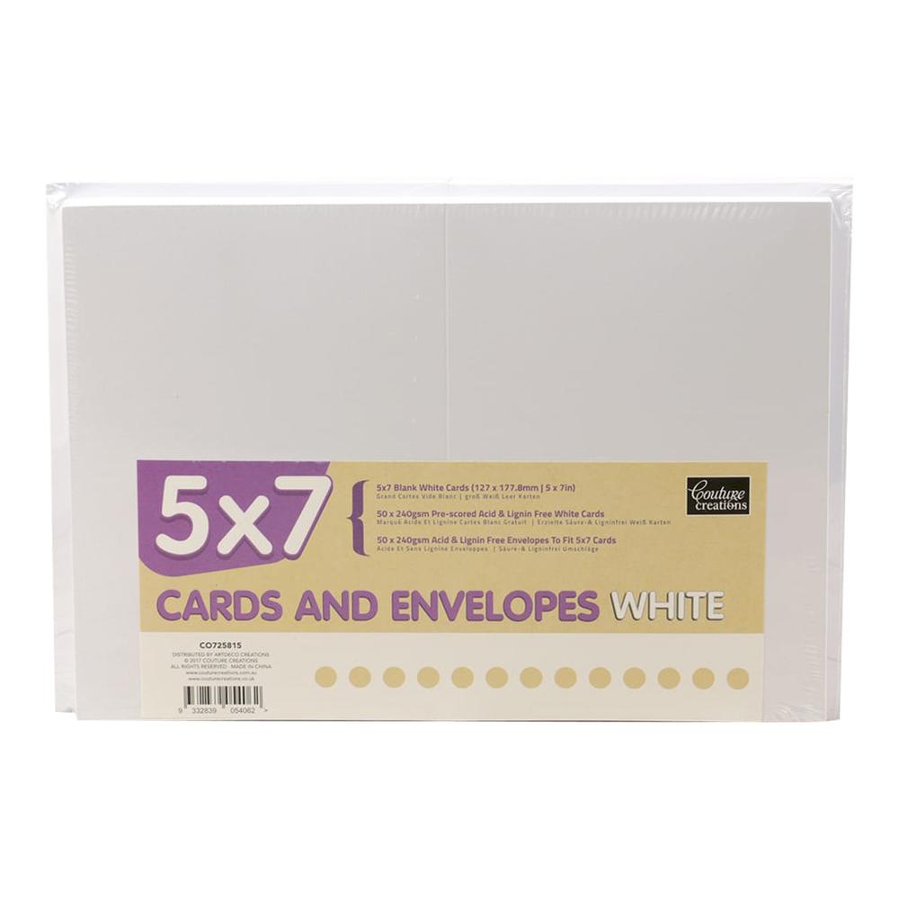 Copy of Couture Creation White cards and Envelopes 50 card pk 5 x7