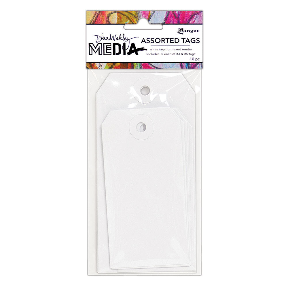 Dina Wakely Media White Tags No 3 & 5 10 pc