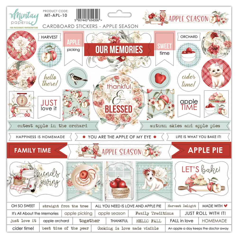 Mintay Papers 12 x 12 chipboard sheet - Apple Season