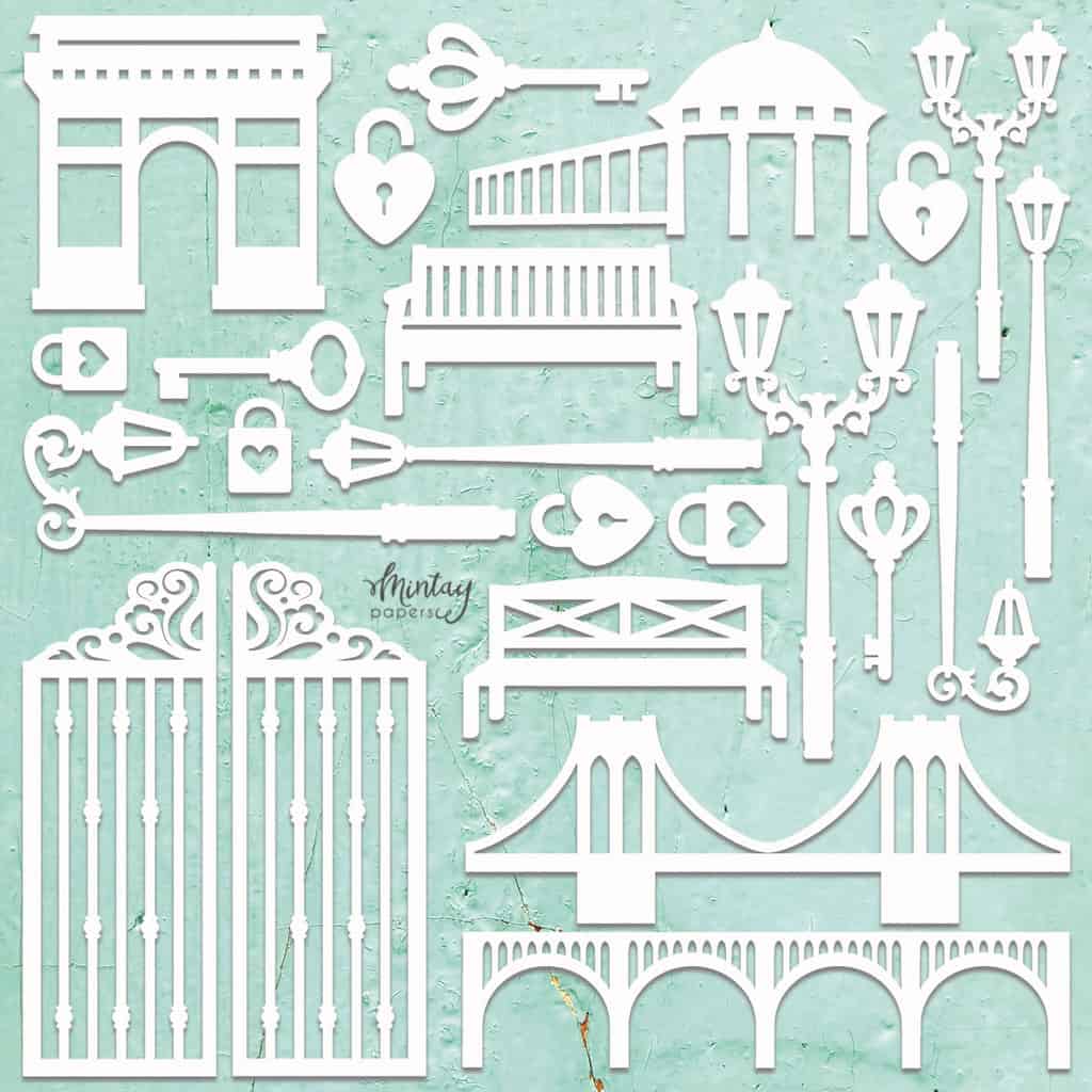 Mintay Chipboard chippies CITY SET