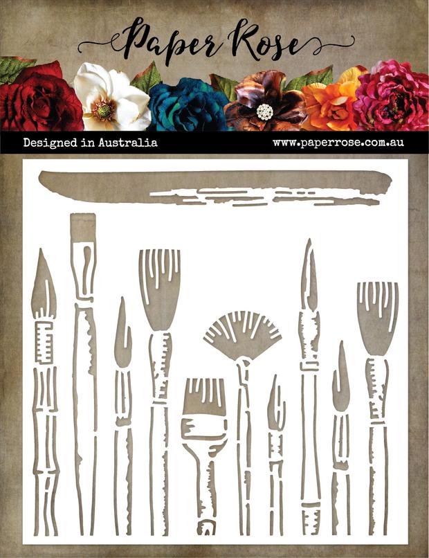Paper Rose Stencil - Brush strokes