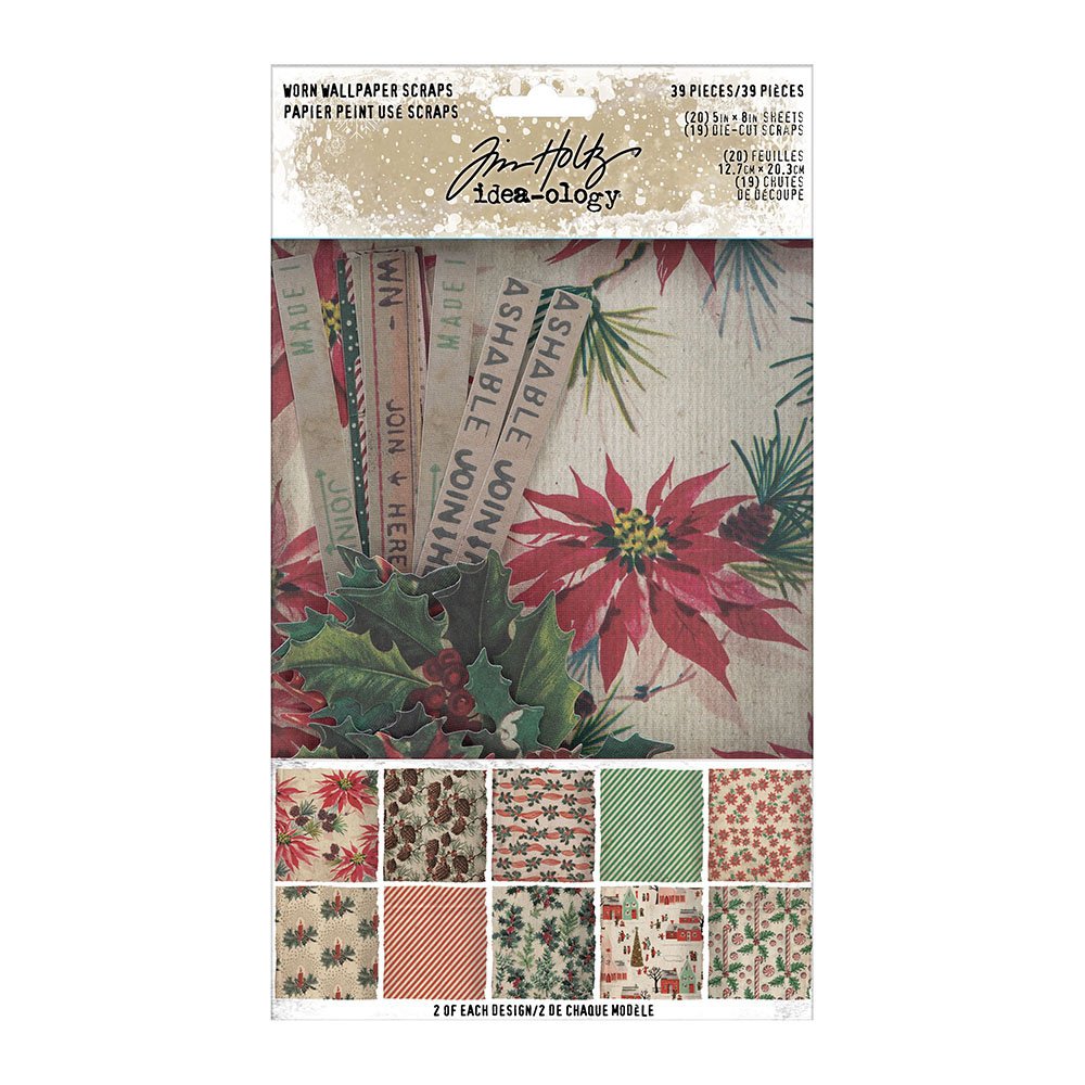 Tim Holtz- Ideal-ology - Worn Wallpaper Scraps " Christmas Noel " NEW