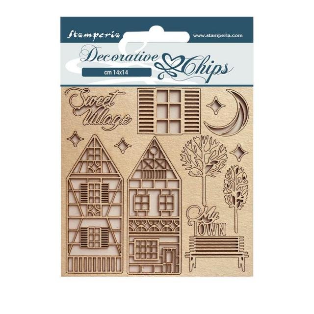 Stamperia - Decorative Chips - Sweet Winter - Village