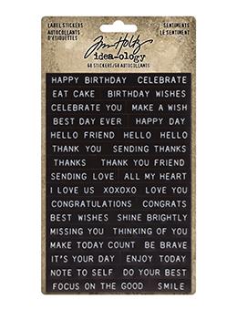Tim Holtz Collection Idealolgy - Label Stickers -Sentemts