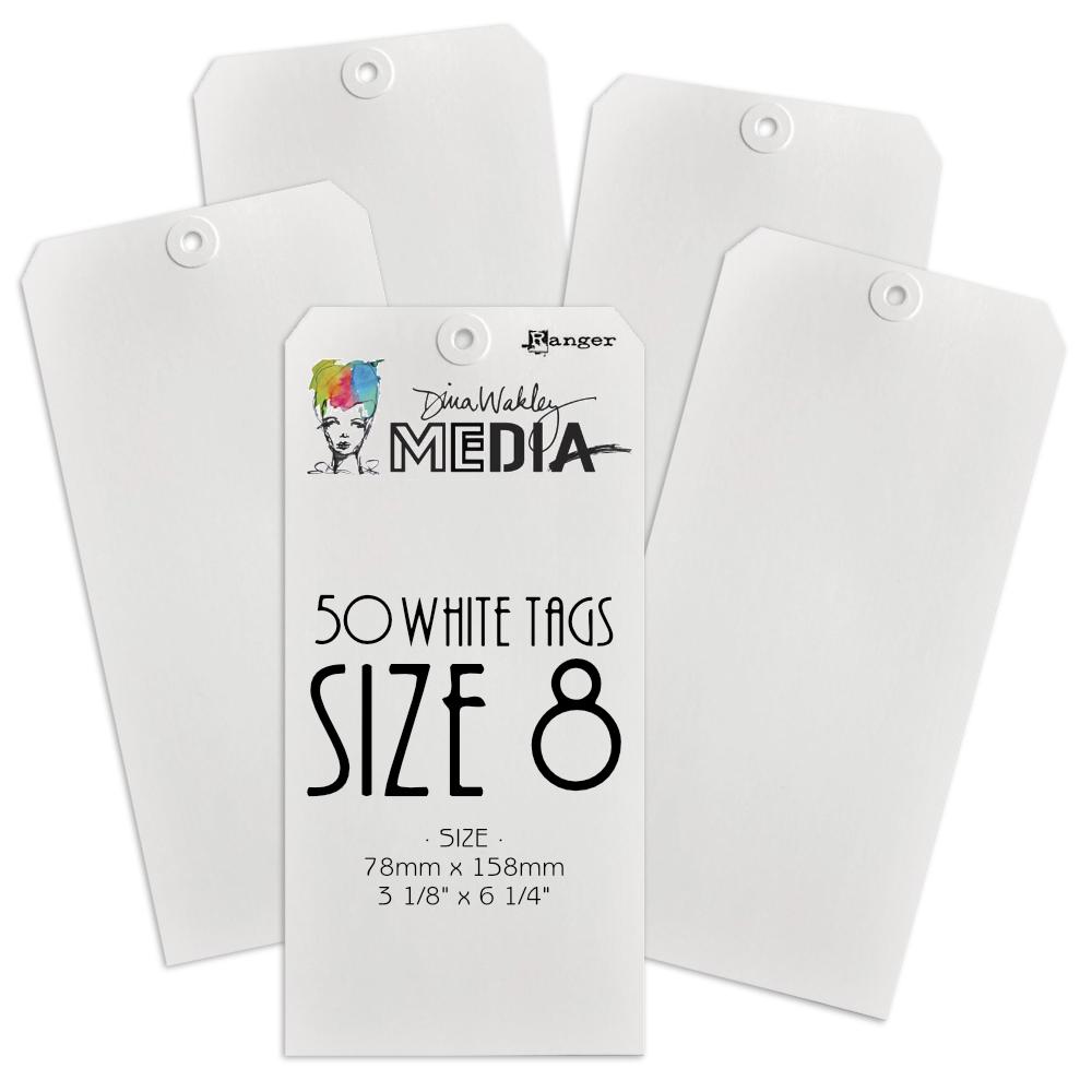 Dina Wakely Media White Tags No 8 (50pk)