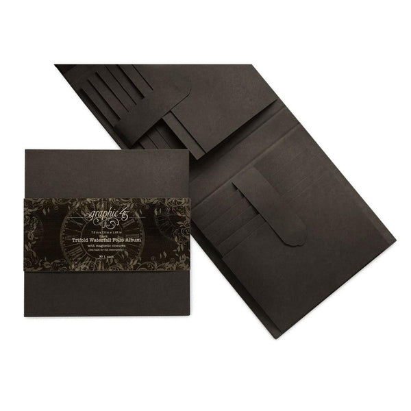 Graphic 45 Trifold Waterfall Folio Album BLACK