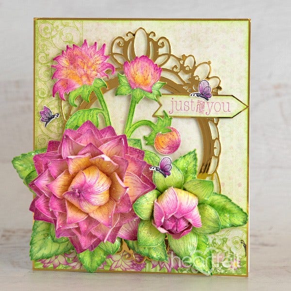Heartfelt Creations Dahlia and Leaves Metal Die