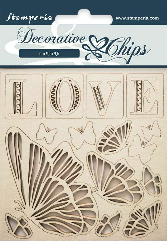 Stamperia - Decorative Chips - LOVE 9.5cm x 9.5cm