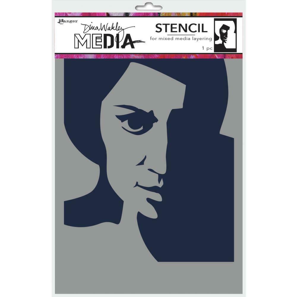 Dina Wakley - Stencil - Pensive Face