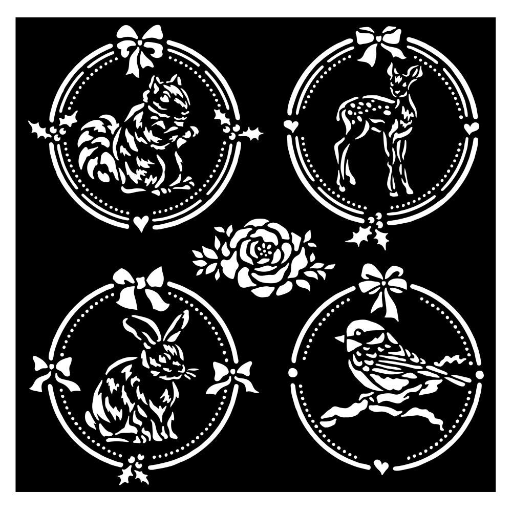 Stamperia Stencil 18 x 18cm- Christmas Frame 4 Rounds