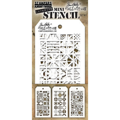 Tim Holtz- Stampers Anonymous - MINI STENCIL SET 41