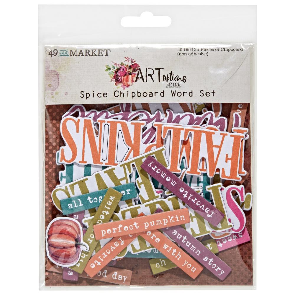 49 and Market - Art Options- Spice Chipboard  Word Set