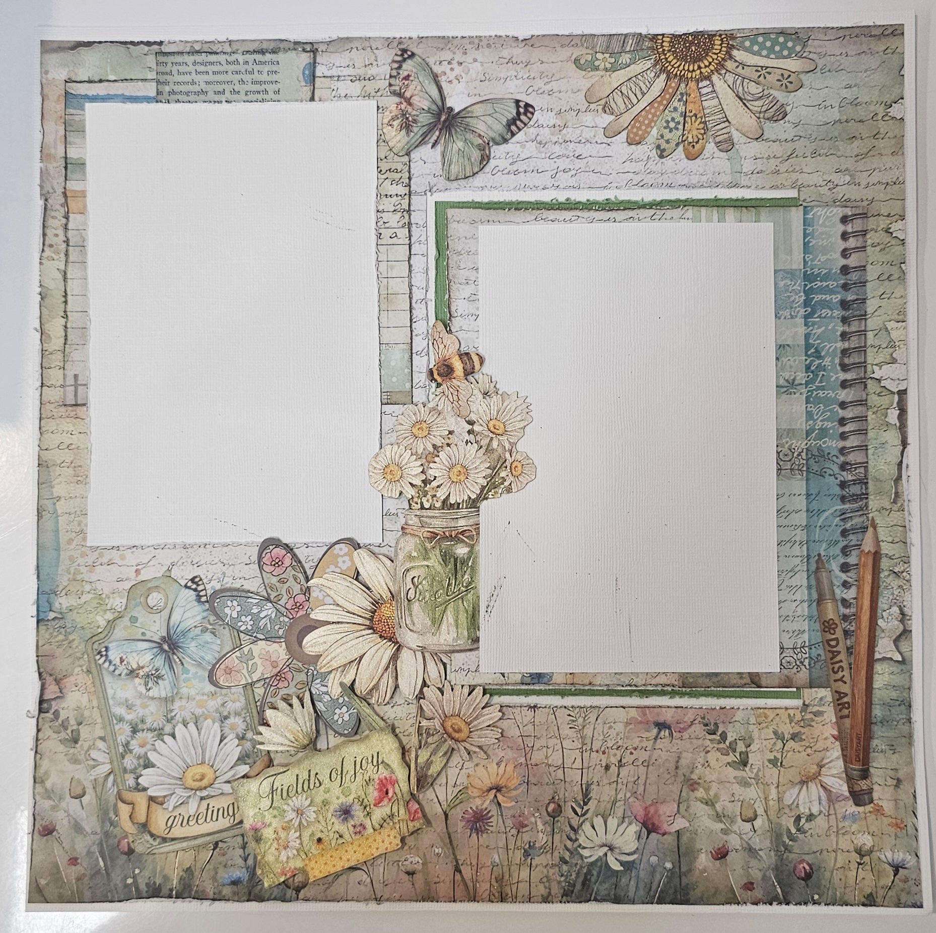 Hillbilly Scrappin - 3 Page layout -Daisy by Stamperia