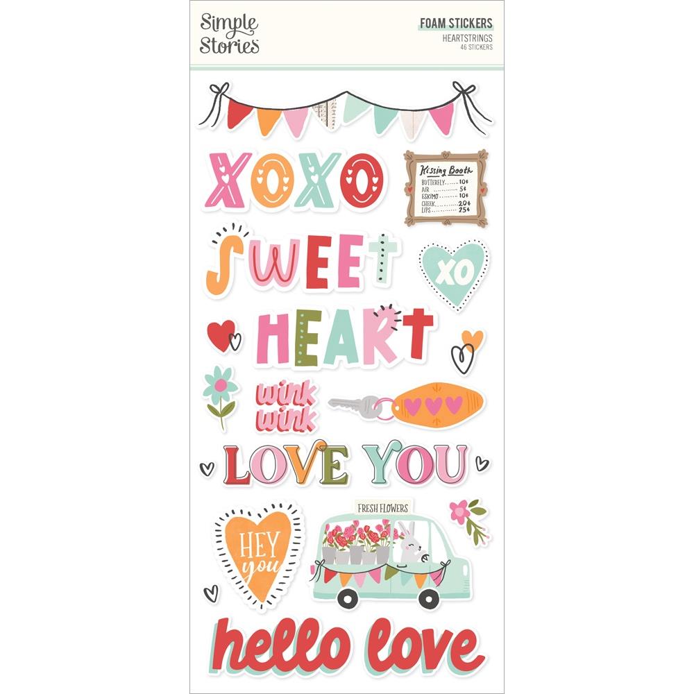 Simple Stories  Heart strings Foam stickers