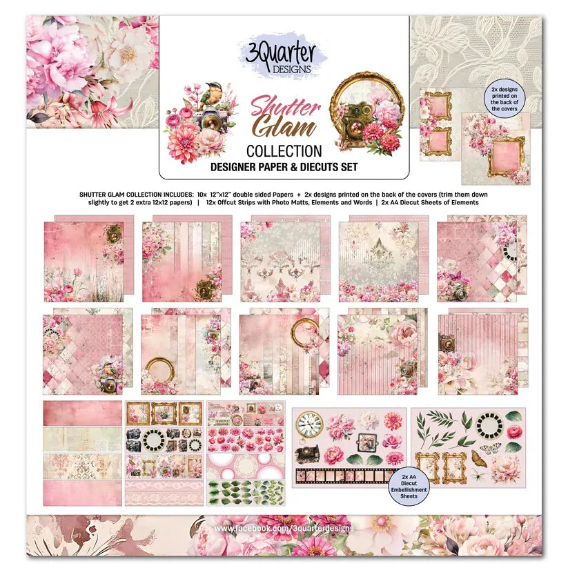 3Quarter Designs – Shutter Glam 12x12 Designer Paper & Diecuts Collection Pack