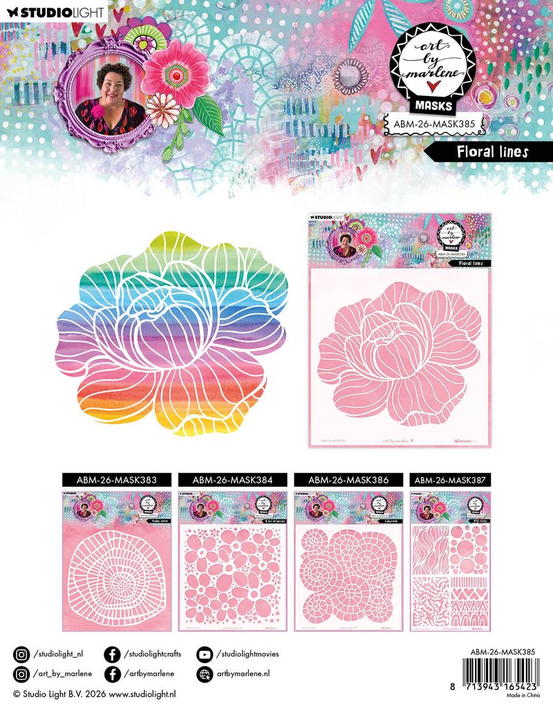 Art By Marlene - Mask -floral Lines