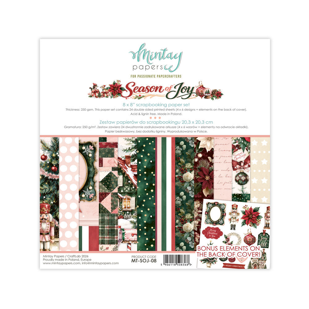 Mintay Season of Joy 8x8" Scrapbooking Paper Set