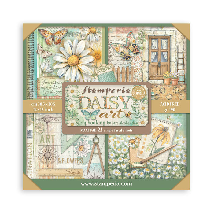 STAMPERIA- 12 x 12 paper collection -  DAISY ART - Maxi Pad 12 sheets