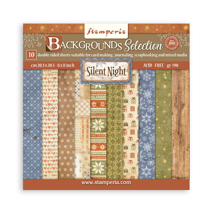 Stamperia Silent Night Backgrounds Selection 8x8 Paper Pack