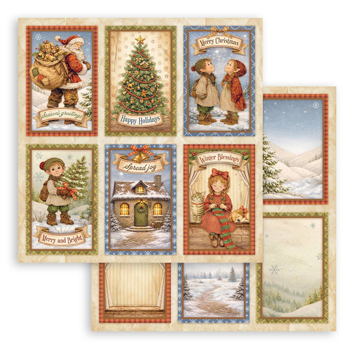 Stamperia Double-Sided Paper – Classic Christmas Card Fronts