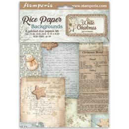 Stamperia White Christmas Rice Paper Backgrounds