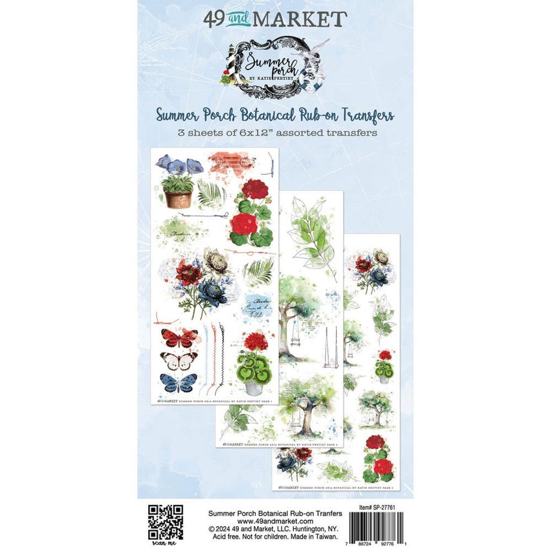 49 And Market Summer Porch Rub-on Transfer Set Botanical