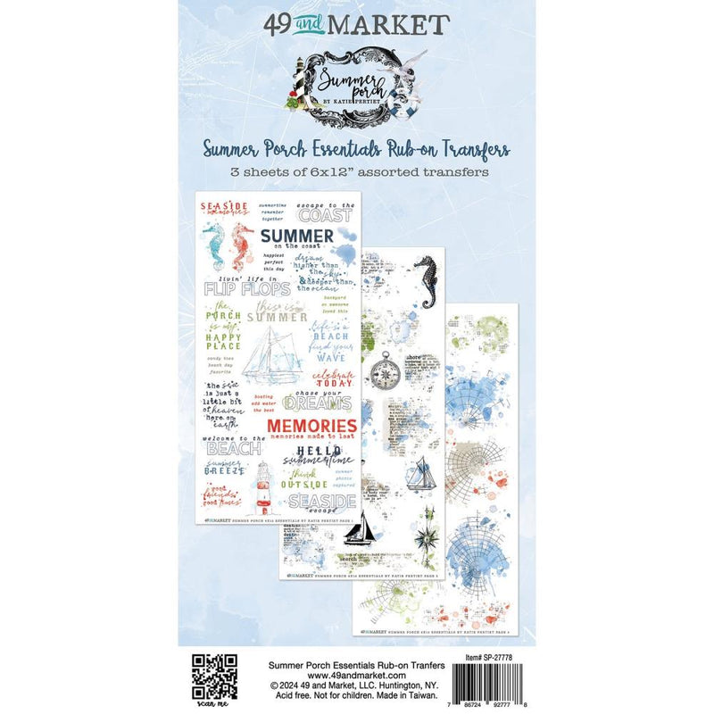 49 And Market Summer Porch Rub-on Transfer Set Essentials