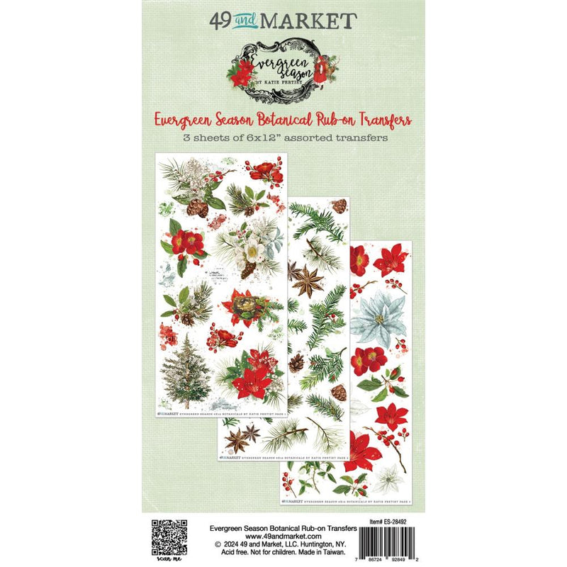 49 & Market  Rub On Transfer Set Botanical - Evergreen Season