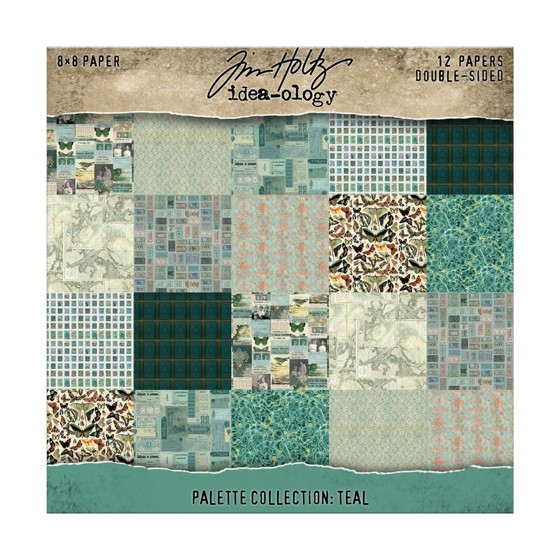 Tim Holtz  - Idea-ology - 8 x 8 paper Pack -Pallete Collection Teal