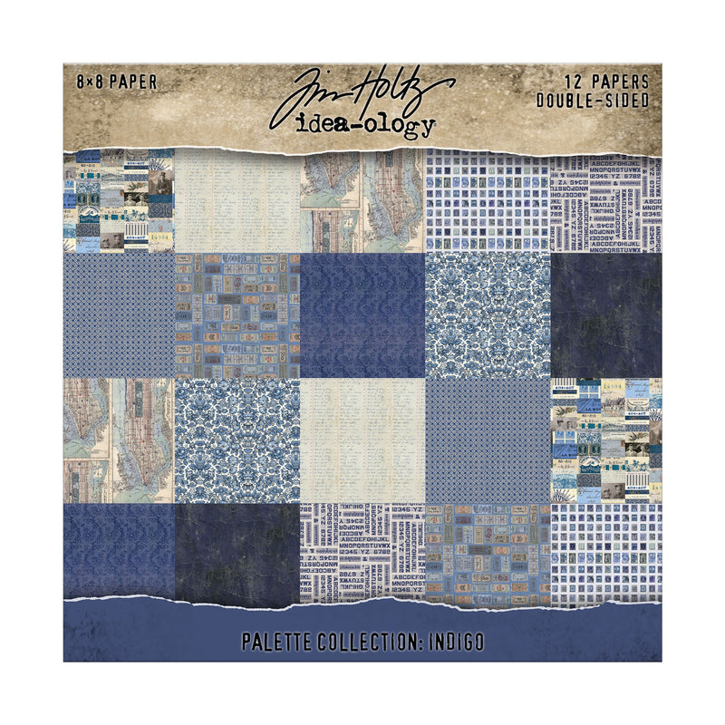 Tim Holtz  - Idea-ology - 8 x 8 paper Pack -Pallete Collection Indigo