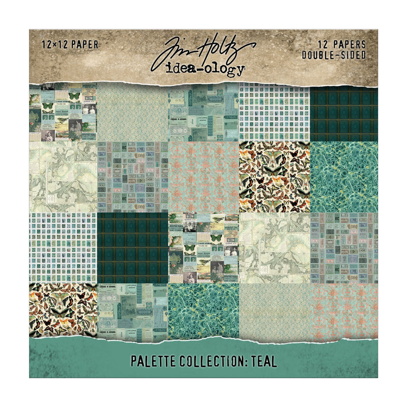 Tim Holtz  - Idea-ology - 12 x 12  Paper Pack -Pallete Collection Teal