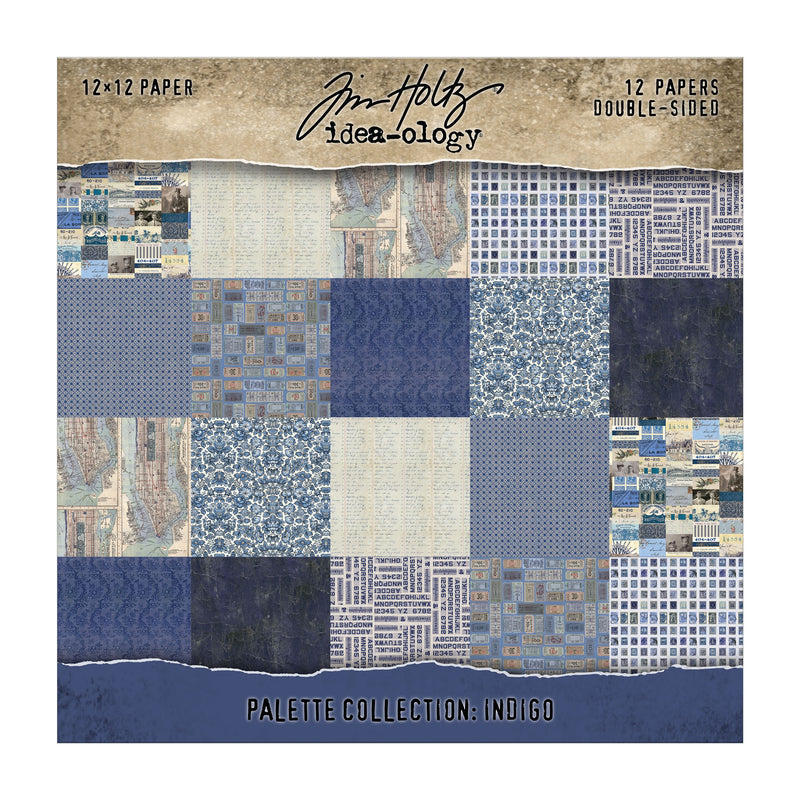 Tim Holtz  - Idea-ology - 12 x 12  Paper Pack -Pallete Collection Indigo
