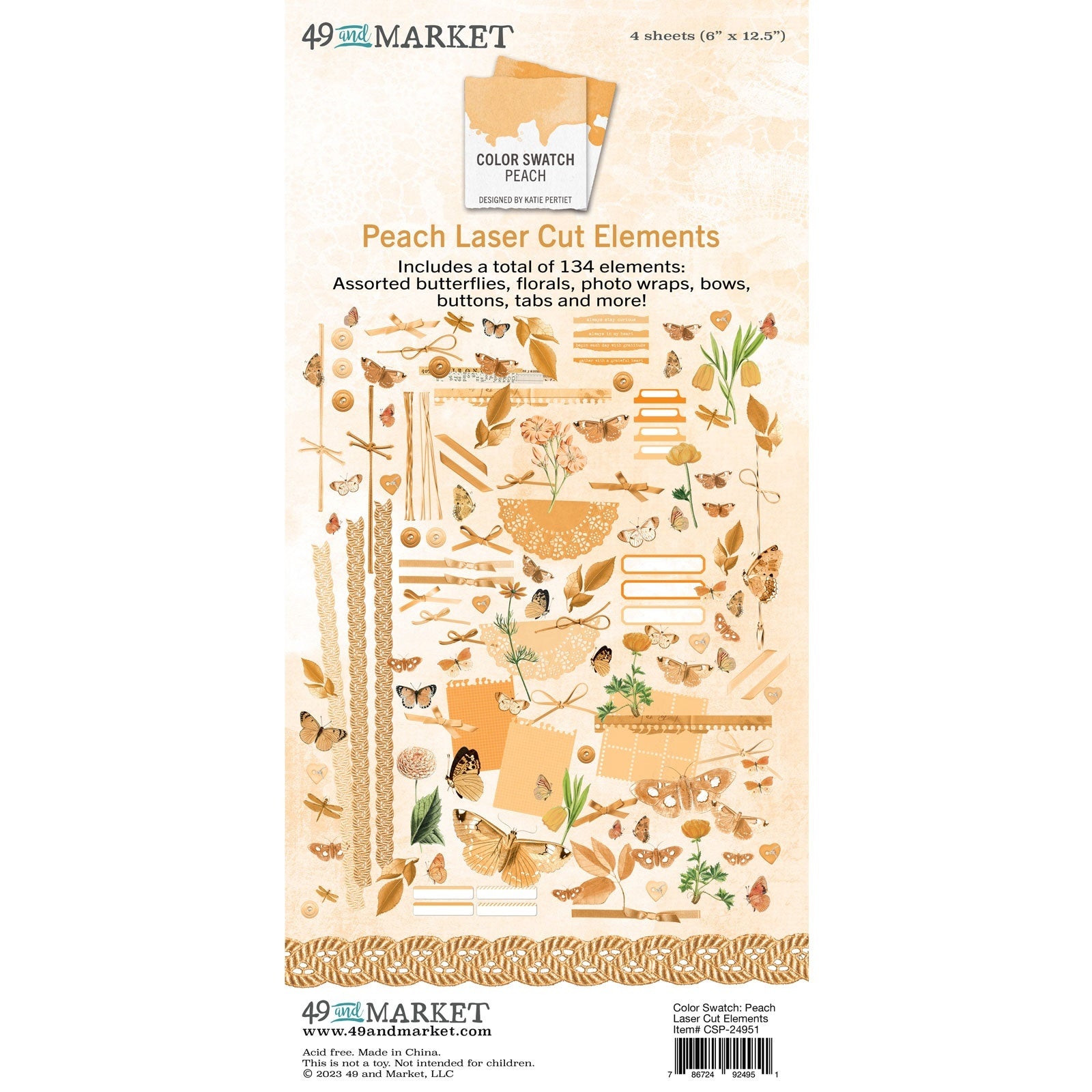 49 and Market Laser Cut  Elements  -  Peach