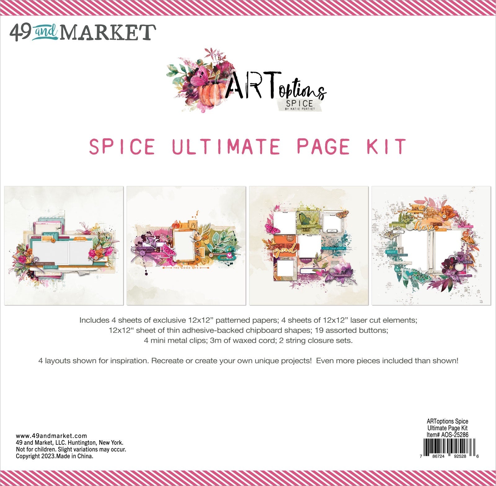 49 and Market-  12 x 12 Collection  Pack   -  Art Options Spice Page kit