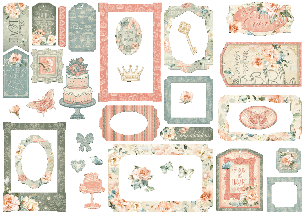 Graphic 45 -  Chipboard  Pieces - Tags and Frames Always and Forever