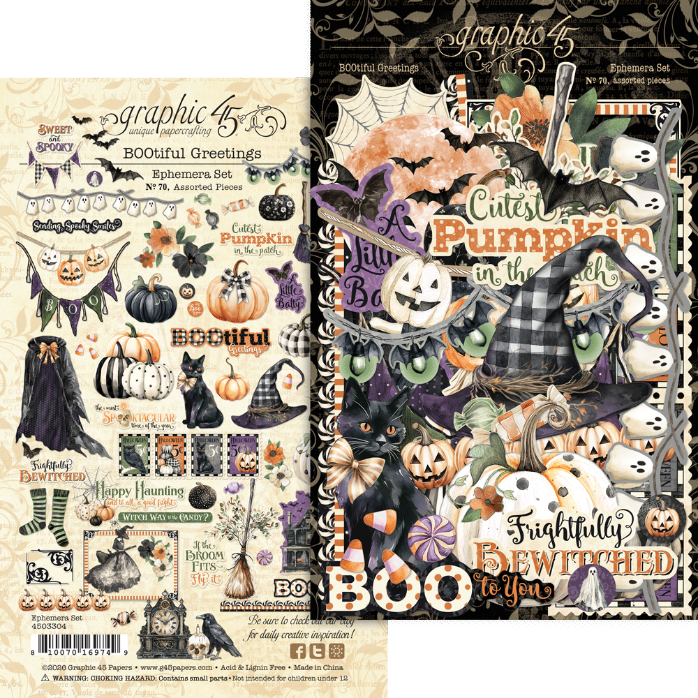 Graphic 45 -BOOtiful Greetings-Ephemera Set