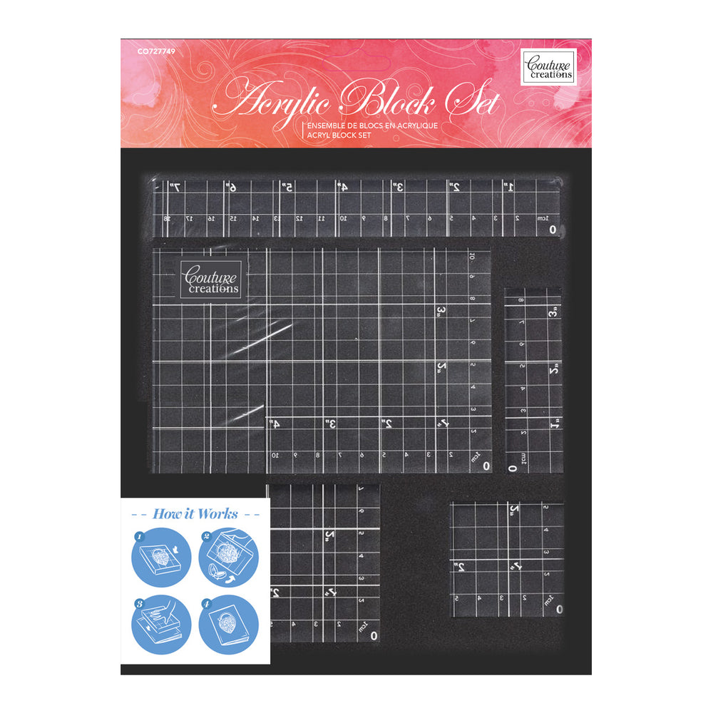 Couture creations *Acrylic Block Set with grid lines (5 pc / 8mm deep)